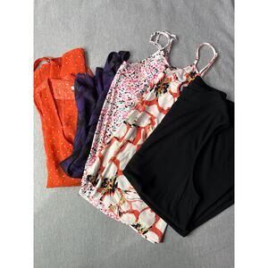 Women's Tank Tops Lot 5 Small Racerback Spaghetti Strap Sheer Flowy Summer